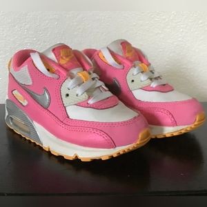 Pink and orange, size 11c, Nike Air Max tennis shoes, like new